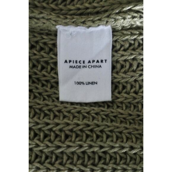 Apiece Apart Size XL Tara Linen Knit Sweater Raglan Sleeve Pullover Green - Picture 11 of 12